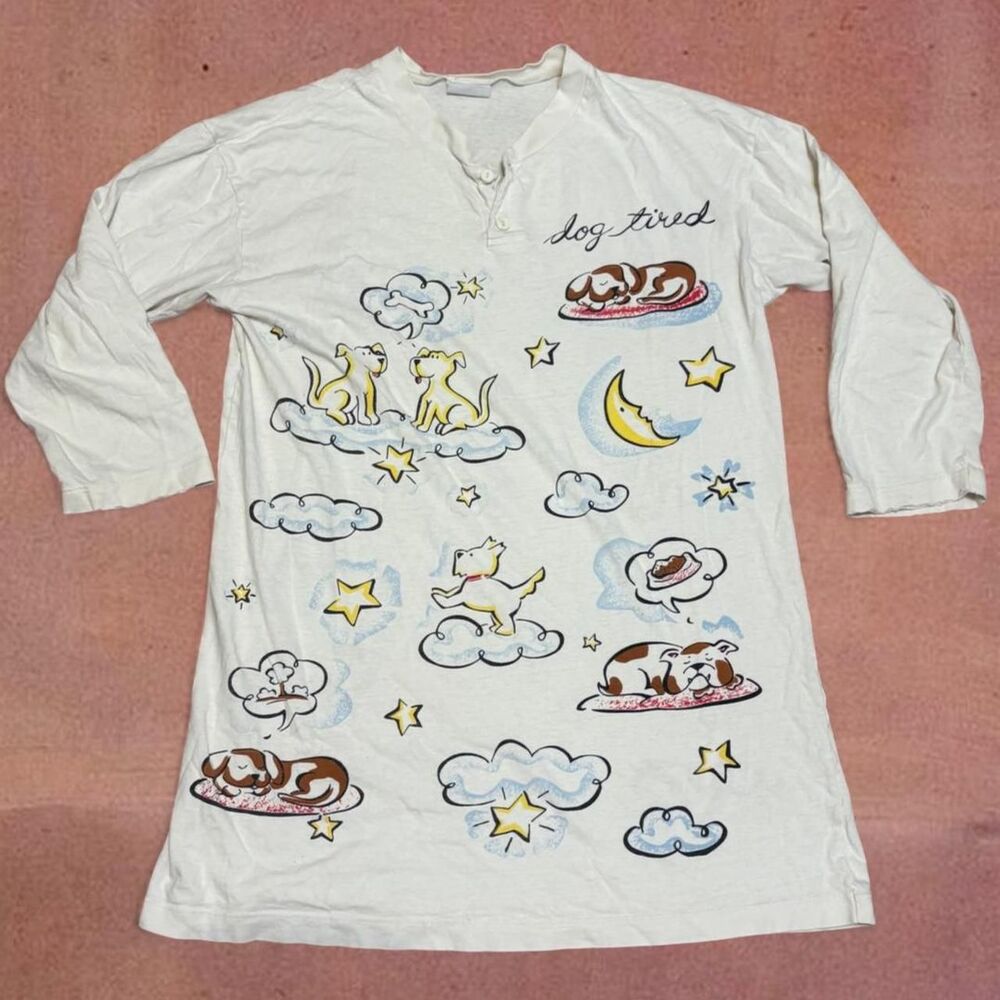 Vintage “Dog Tired” Retro PJ Sleep Top